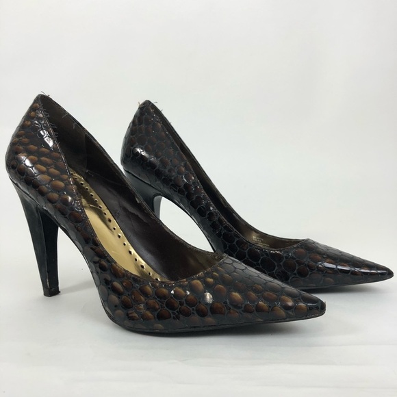 Snake Print Shoes - BCB Girls Pointy Faux Snake Print Patent Leather Size 10 - Picture 8 of 8